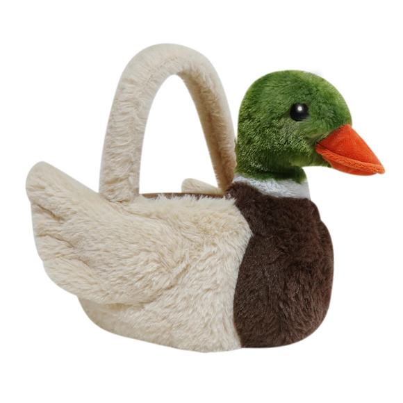 Plush Mallard Duck Easter Basket 11.5" Brown Green Kids w Handle Novelty Bird - Picture 1 of 4